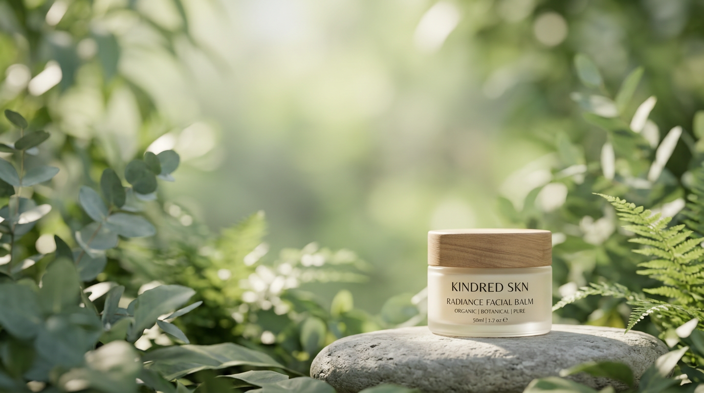 Баночка крема Essence среди зеленых листьев